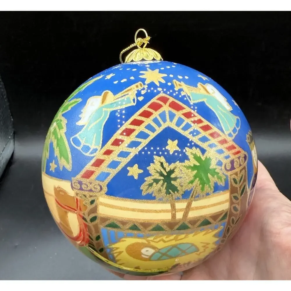 Pier 1 Li Bien Painted Inside Glass Christmas Ornament Nativity Wise Men -C36
